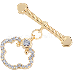 10Pcs Brass Micro Pave Clear Cubic Zirconia Toggle Clasps&nbsp;KK-BBC0021-02G