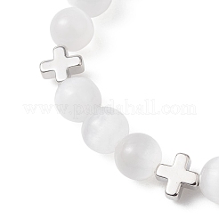 Natural Selenite Beads Stretch Bracelets&nbsp;BJEW-JB13212