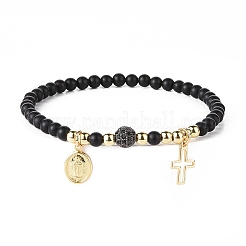Natural Howlite & Dyed & Heated Black Agate Beaded Bracelets Sets&nbsp;BJEW-JB09045