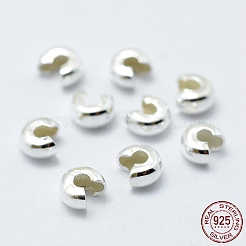 925 Sterling Silver Crimp Beads Cover&nbsp;STER-G027-27S-3mm