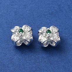Brass Micro Pave Lime Green Cubic Zirconia Beads&nbsp;KK-P256-11S