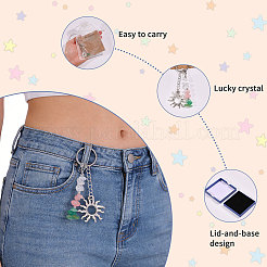 1Pc Gemstone Chip with 201 Stainless Steel Charm Keychains&nbsp;KEYC-CO0001-01C