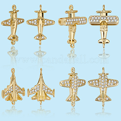 8Pcs 4 Styles Brass Cubic Zirconia Links&nbsp;ZIRC-BBC0003-25