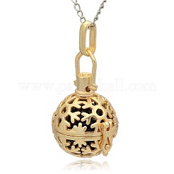 Golden Tone Brass Hollow Round Cage Pendants&nbsp;KK-J232-08G