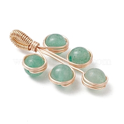 4Pcs 4 Styles Natural Rose Quartz & Green Aventurine & Amethyst & Carnelian Round Copper Wire Wrapped Pendants&nbsp;PALLOY-TA00216-01