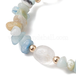 Natural Flower Amazonite Chip & Cuboid Beaded Stretch Bracelets for Women&nbsp;BJEW-JB10808-04