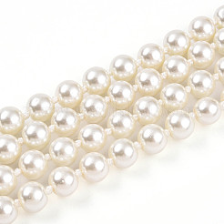 8.2MM Baking Paint Pearlized Glass Pearl Round Beaded Long Necklaces&nbsp;HY-T002-03B
