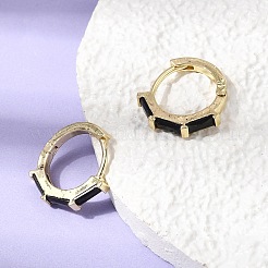 Brass Pave Cubic Zirconia Hoop Earrings&nbsp;EJEW-G471-09G