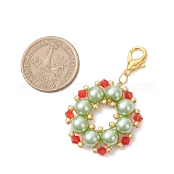 Glass Christmas Wreath Pendant Decorations&nbsp;HJEW-JM04172-02
