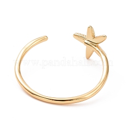 Rack Plating Brass Star Open Cuff Ring for Women&nbsp;RJEW-C029-04G