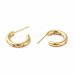 Cubic Zirconia C-shape with Star Stud Earrings&nbsp;X-EJEW-E263-12G