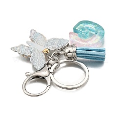 26Pcs Transparent Epoxy Resin & Transparent Acrylic & Faux Suede Tassel Keychain&nbsp;KEYC-JKC01202-07