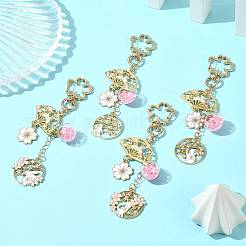 4Pcs 4 Styles Alloy Enamel Pendant Keychains&nbsp;HJEW-FS00052