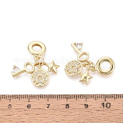Brass Micro Pave Clear Cubic Zirconia European Dangle Charms&nbsp;KK-N287-33B-G