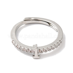 Rack Plating Brass Clear Cubic Zirconia Number 1 Adjustable Rings for Women&nbsp;RJEW-S407-09P-01