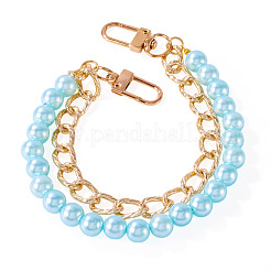ABS Plastic Imitation Pearl and Aluminium Curb Chains Bag Extender Chains&nbsp;HJEW-TAC0073