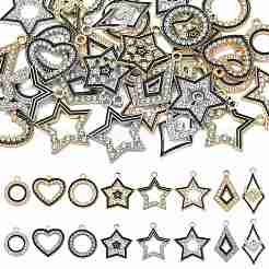 24Pcs 8 Styles Alloy Crystal Rhinestone Pendants&nbsp;FIND-FS0005-41