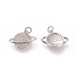 Brass Micro Pave Clear Cubic Zirconia Pendants&nbsp;ZIRC-L091-058P
