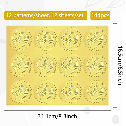 12 Sheets Self Adhesive Gold Foil Embossed Stickers&nbsp;DIY-WH0451-021