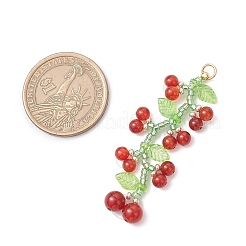 Glass Seed Beads Cherry Pendants&nbsp;PALLOY-MZ00820