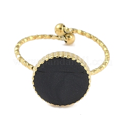 Ion Plating(IP) 304 Stainless Steel Enamel Flat Round Open Cuff Rings for Women&nbsp;RJEW-L107-042G-02