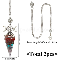 2Pcs Gemstone Chip & Resin Orgonite Dowsing Pendulum Big Pendants&nbsp;AJEW-SC0003-25