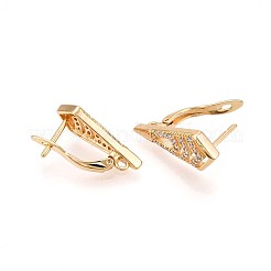 Brass Micro Pave Cubic Zirconia Hoop Earring Finding&nbsp;KK-N261-42G