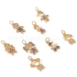 16Pcs 8 Style Brass Micro Pave Mixed Color Cubic Zirconia Pendants&nbsp;ZIRC-FW0001-03