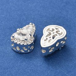 Brass Micro Pave Cubic Zirconia Beads&nbsp;KK-B142-08S-01