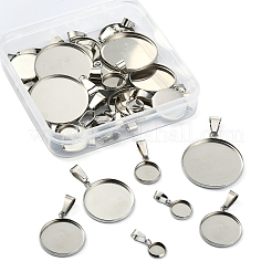 35Pcs 7 Styles 304 Stainless Steel Pendant Cabonchon Settings&nbsp;STAS-CJ0002-16