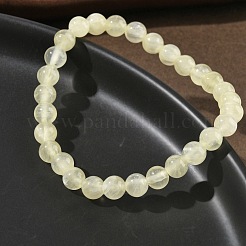 Natural Golden Silk Jade Round Beaded Stretch Bracelets for Women&nbsp;BJEW-F535-01B