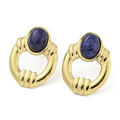 Ion Plating(IP) Real 18K Gold Plated 304 Stainless Steel Oval Stud Earrings&nbsp;EJEW-Z042-03B