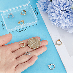 12Pcs 2 Colors Brass Micro Pave Clear Cubic Zirconia Huggie Hoop Earring Findings&nbsp;KK-BBC0012-09