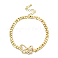 Brass Micro Pave Clear Cubic Zirconia Link Bracelets&nbsp;LS-BJEW-Z082-03G-01
