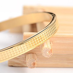 Ion Plating(IP) Carve Rhombus 304 Stainless Steel Bangles&nbsp;BJEW-H0003-24G