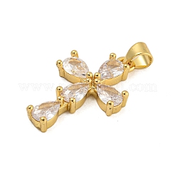 Rack Plating Brass Micro Pave Cubic Zirconia Pendants&nbsp;KK-C074-57G-02