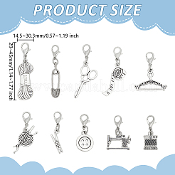40Pcs 10 Styles Sewing-themed Alloy Pendant Decorations&nbsp;HJEW-GO00254