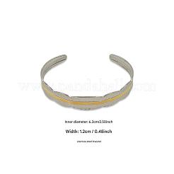 Two Tone 304 Stainless Steel Ruffled Edge Cuff Bangles&nbsp;WGC6FA0-01