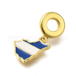 Rack Plating Brass White & Blue Enamel European Dangle Charms&nbsp;KK-M079-21C-G