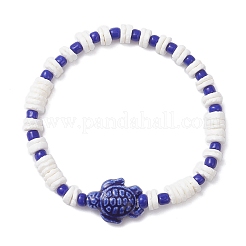 2Pcs Tortoise Handmade Porcelain & Glass Seed Beaded Bracelet Sets&nbsp;BJEW-JB12654