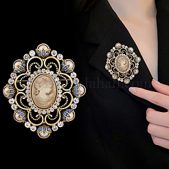 Baroque Style Flower Zinc Alloy Zinc Alloy Rhinestone Brooches&nbsp;PW-WGC517E-01
