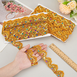 Sparkle Triangle Polyester Lace Ribbons&nbsp;OCOR-WH0090-64A