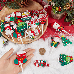 24Pcs 12 Styles Christmas Plastic Cake Toppers&nbsp;AJEW-SC0003-53A