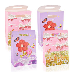 6Pcs 2 Styles Flower Printed Rectangle Paper Gift Bags with Hole Handles&nbsp;ABAG-TA0001-54