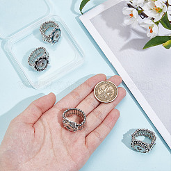4Pcs 4 Styles Adjustable Alloy Enamel Snap Ring Components&nbsp;RJEW-DR0001-04
