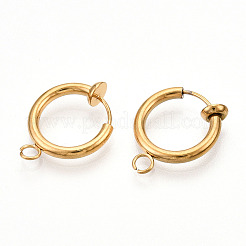 PVD Vacuum Plating 316 Surgical Stainless Steel Clip-on Hoop Earrings&nbsp;X-STAS-S101-13mm-01G