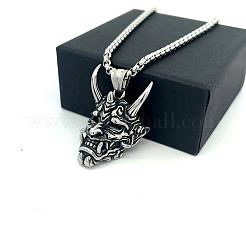 Vintage 304 Stainless Steel 3D Devil Mask Pendant Necklaces for Men&nbsp;AL8165