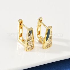 Rectangle Brass Micro Pave Clear Cubic Zirconia Hoop Earrings&nbsp;EJEW-L299-07G