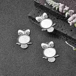 Tibetan Style Alloy Pendant Rhinestone Cabochon Settings&nbsp;X-TIBEP-4494-AS-FF
