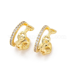 Rack Plating Brass Micro Pave Clear Cubic Zirconia Cuff Earrings&nbsp;EJEW-H147-03G